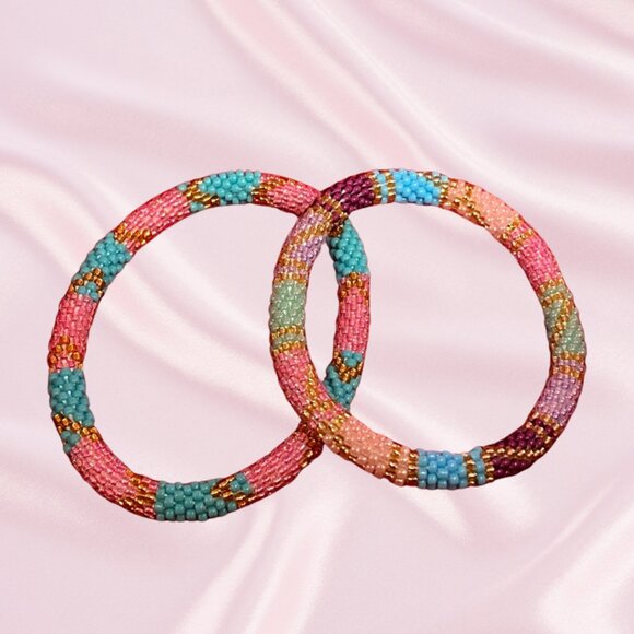 NEW never worn Sashka Bracelets - Pink and Teal - Picture 2 of 2
